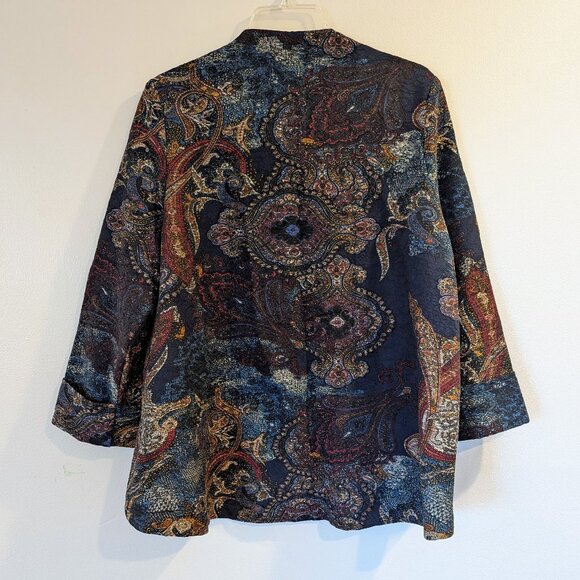 JOSEPH RIBKOFF Swing Jacket 12 Asymmetrical Tapestry One Button Art Paisley - Picture 3 of 10